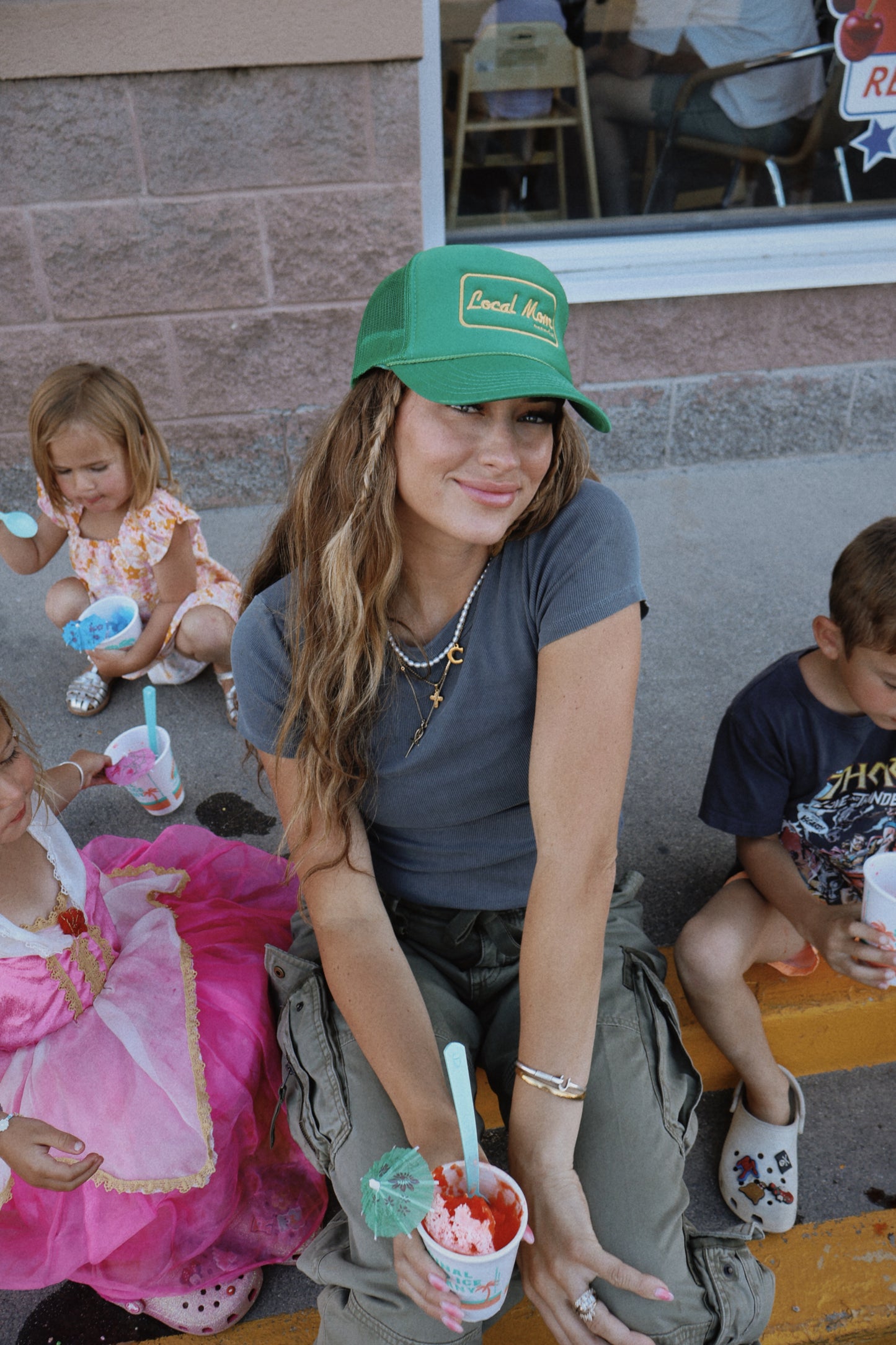 *Local Mom embroidered on Green