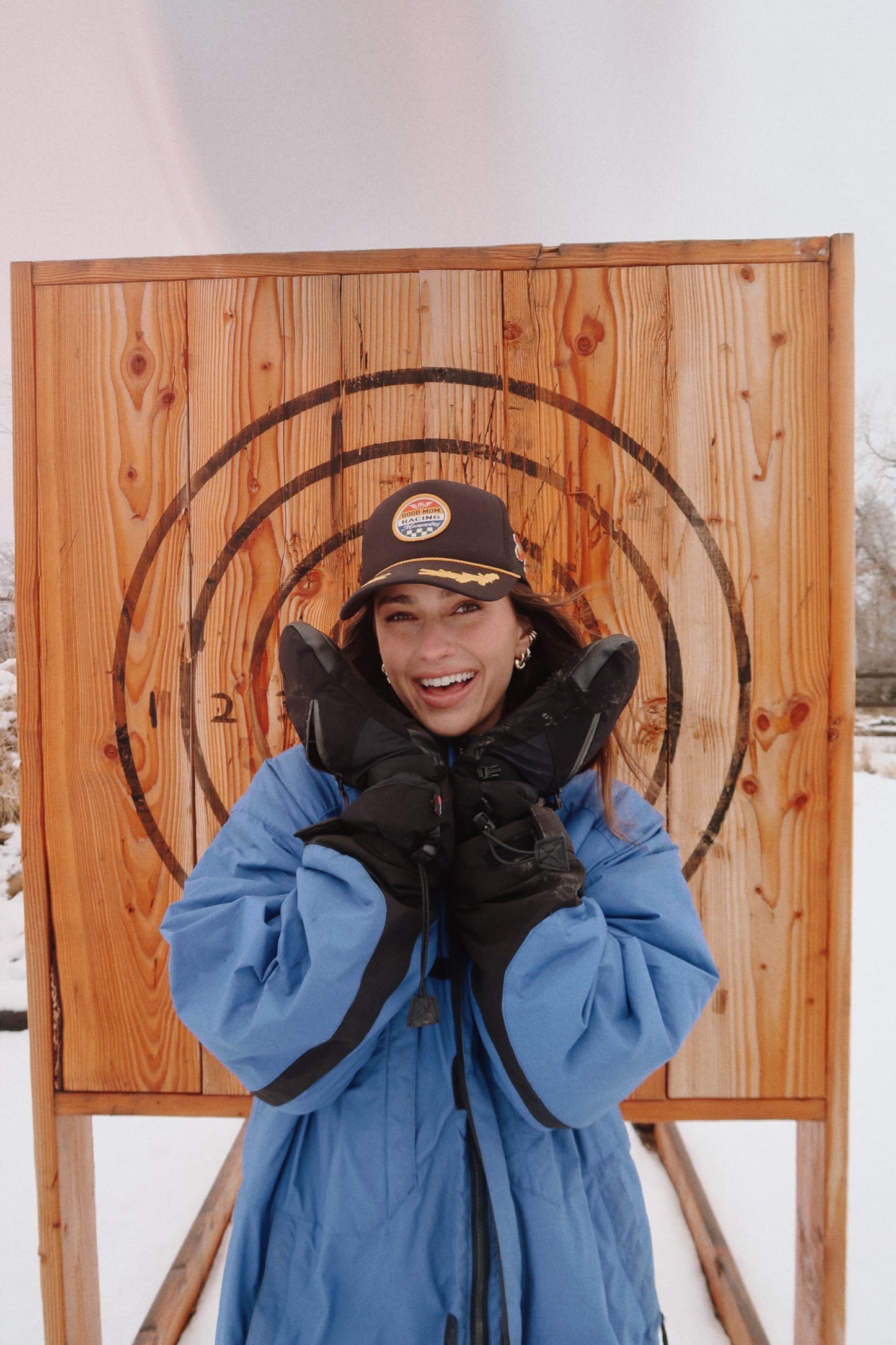Good Mom Racing on Black and Gold Leaf Hat