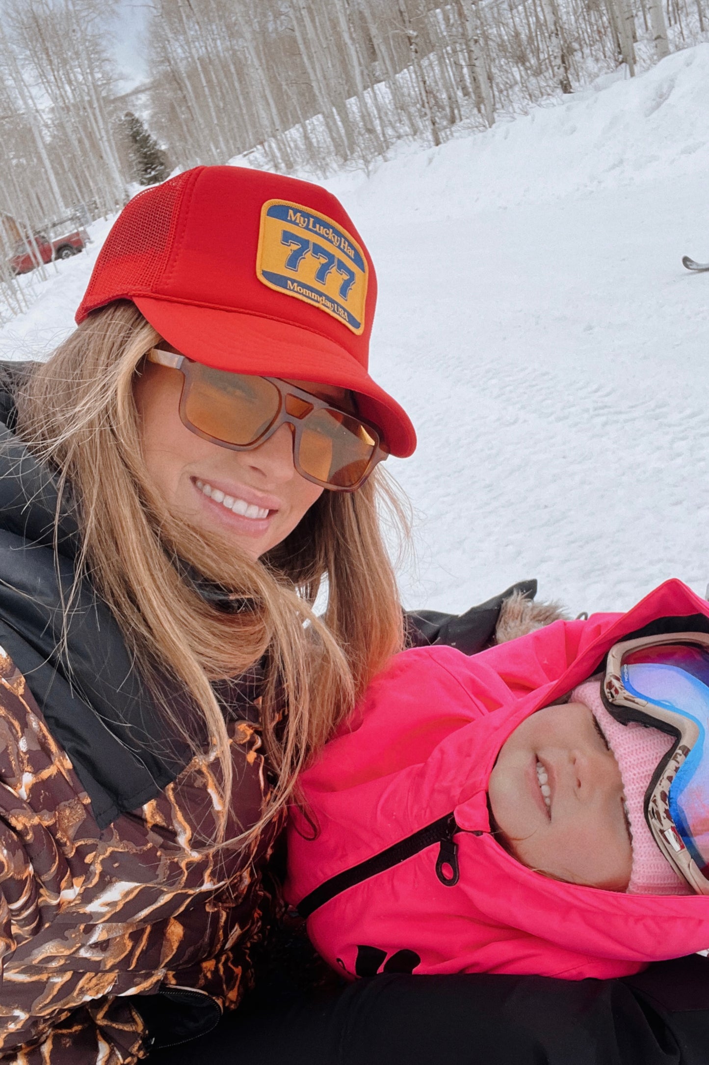 Lucky Hat on Red Trucker Hat