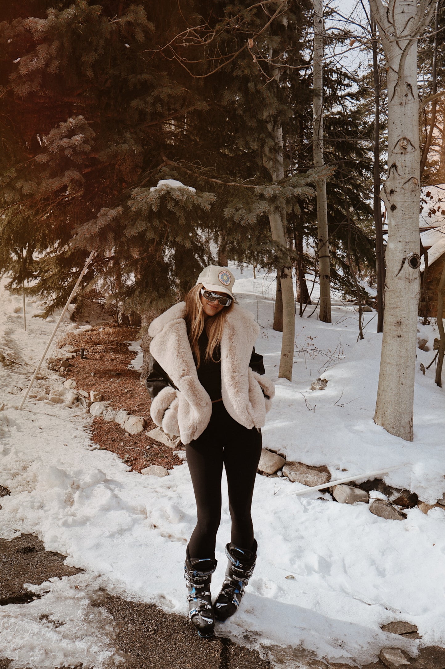 SKI MOM CLUB trucker hat on Tan
