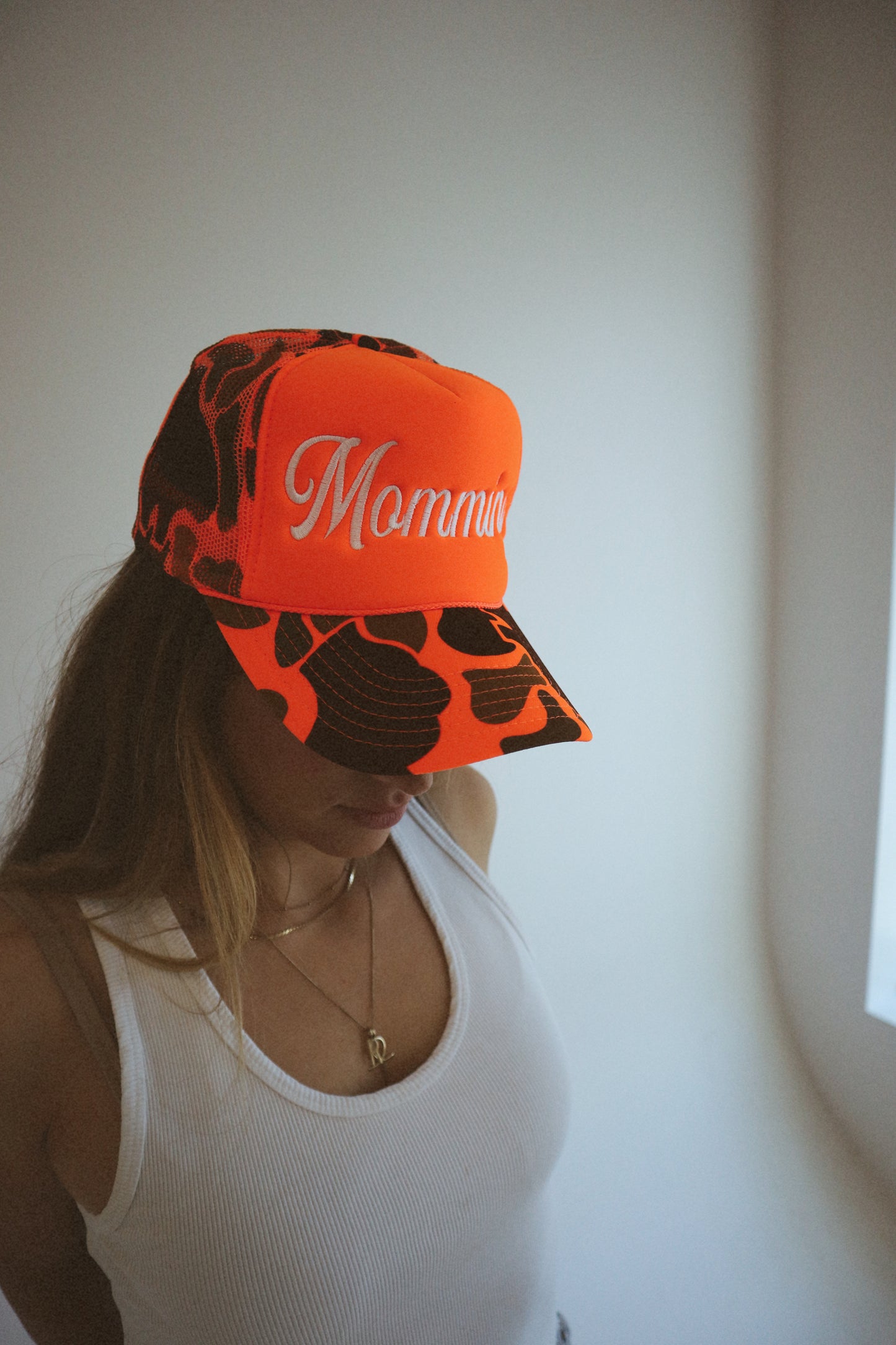 Momming Embroidered Neon Orange Camo