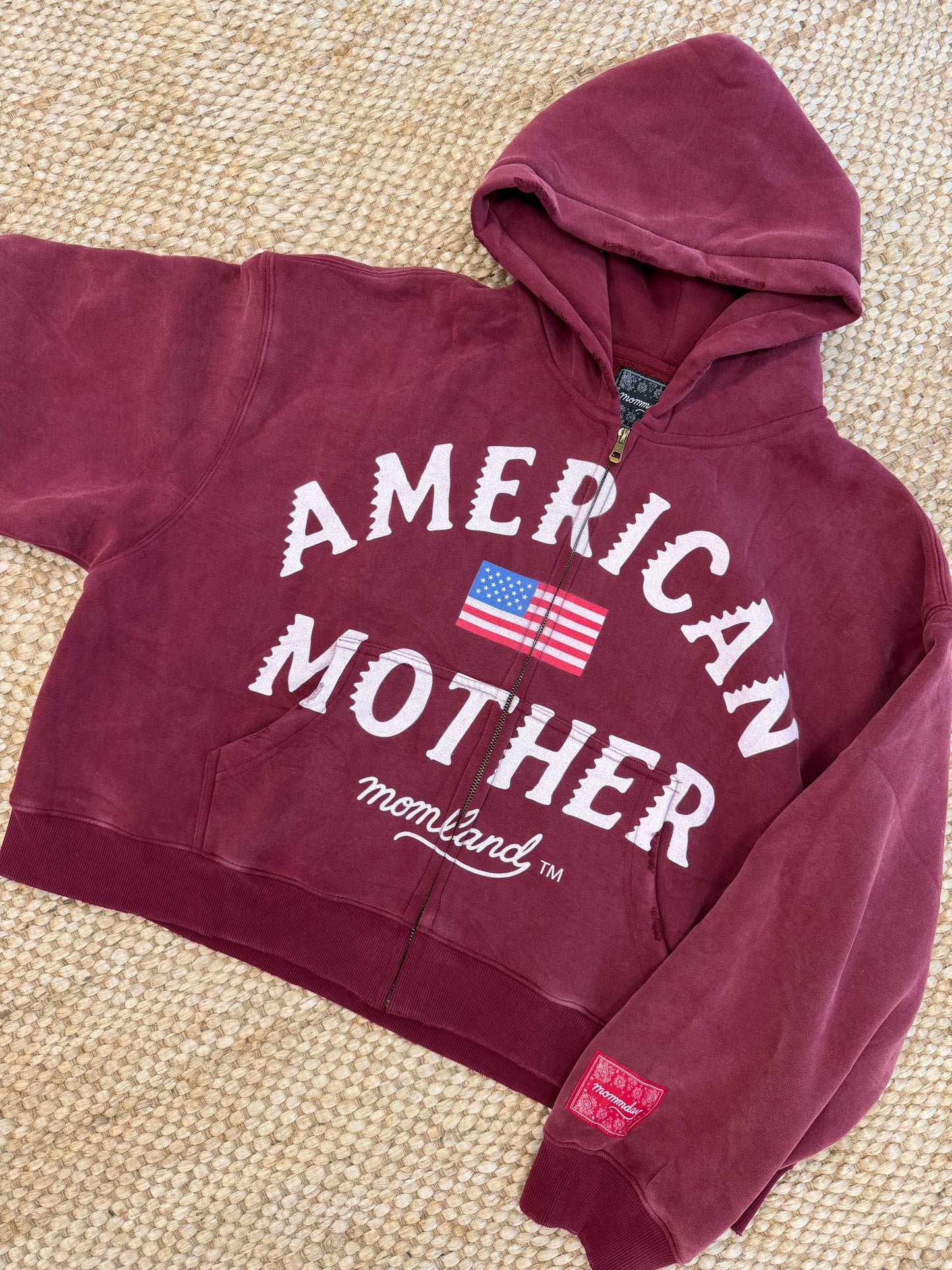 American Mother Sweatshirt zip up RED