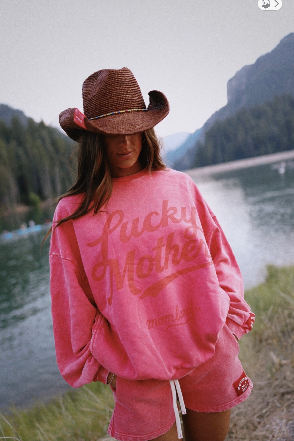 Lucky Mother in Pink Sweatshirt
