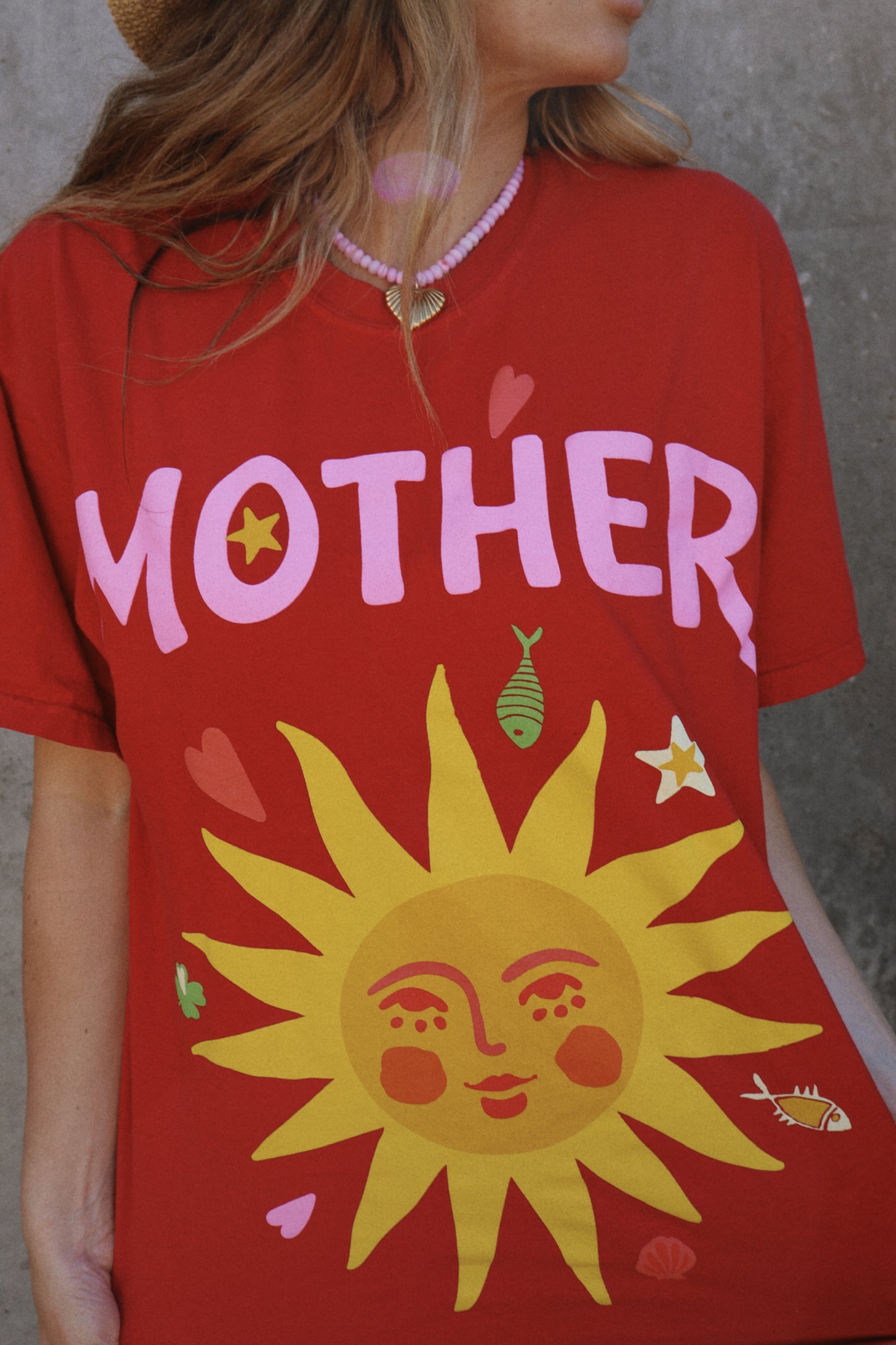 Mother Sun oversized tee in Red