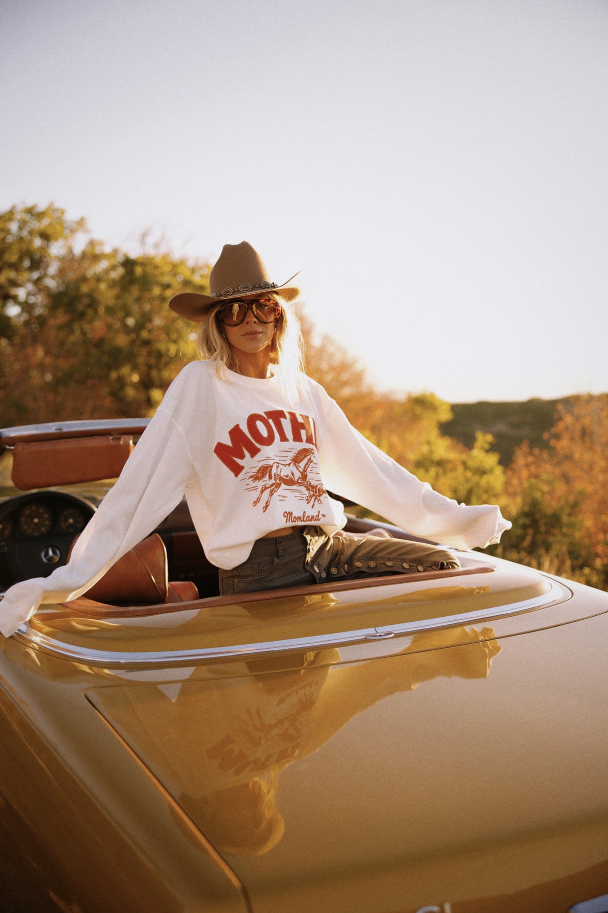 Mother horse waffle knit tee