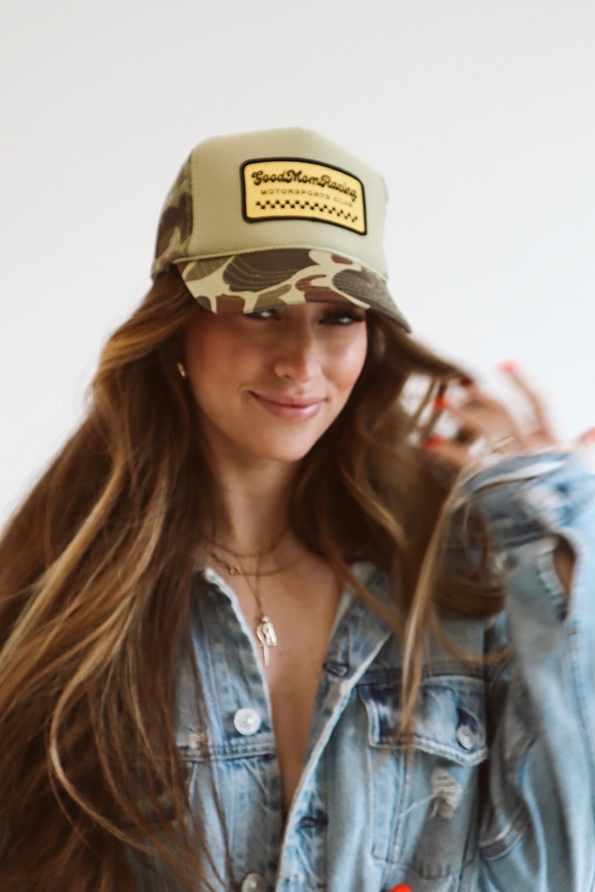 Trucker Hat Good Mom Racing patch Camo