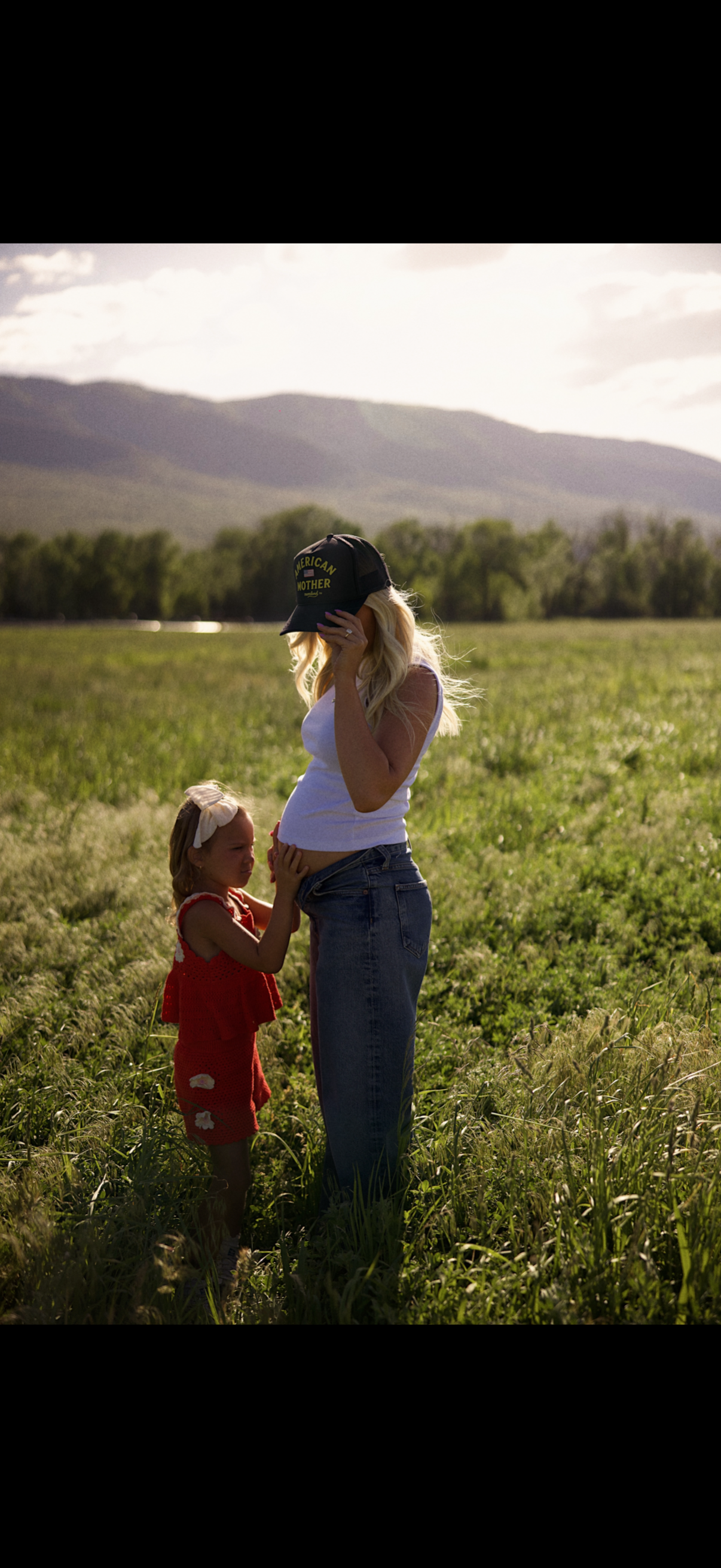 American Mother Black Trucker hat