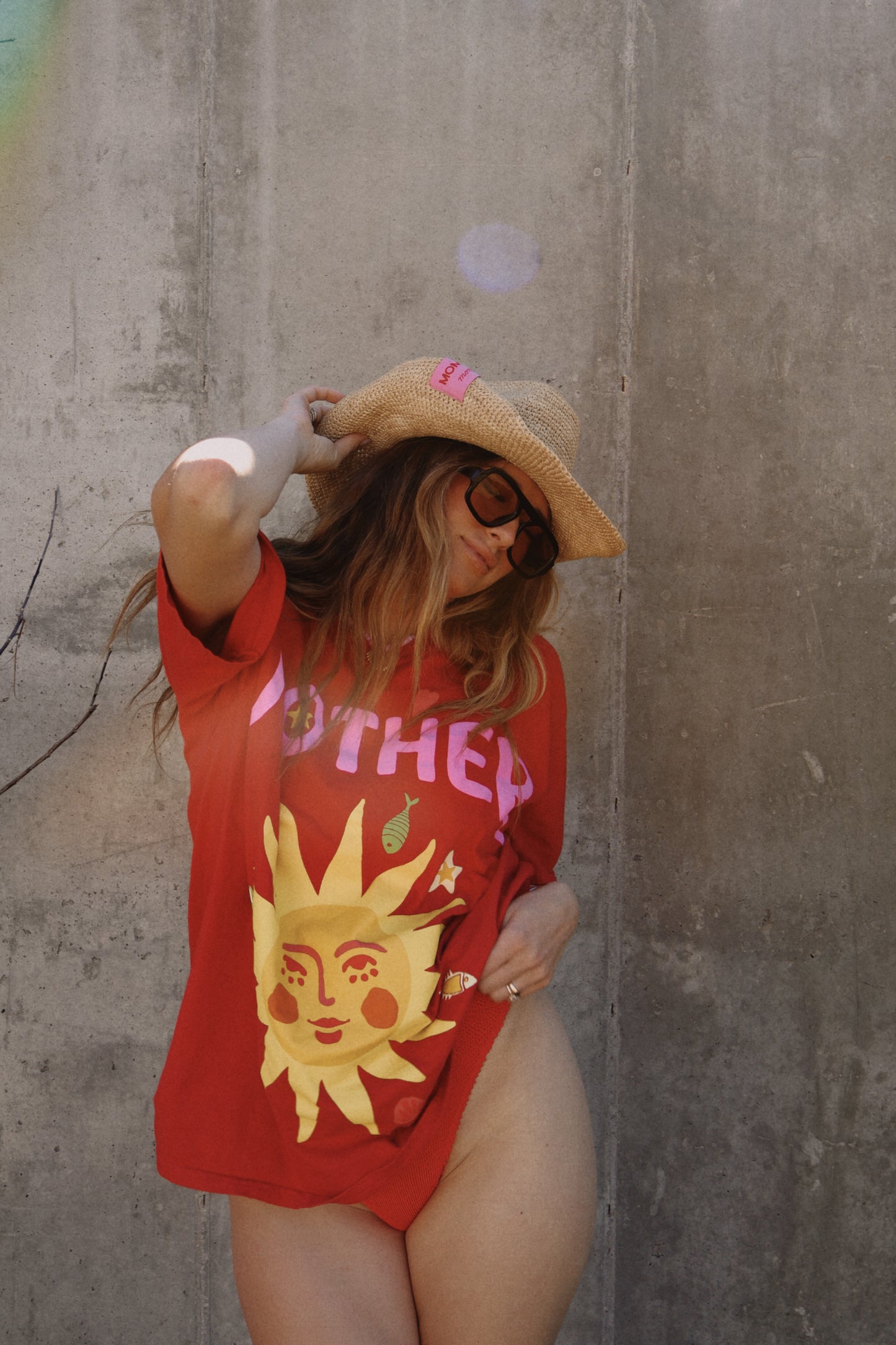 Mother Sun oversized tee in Red