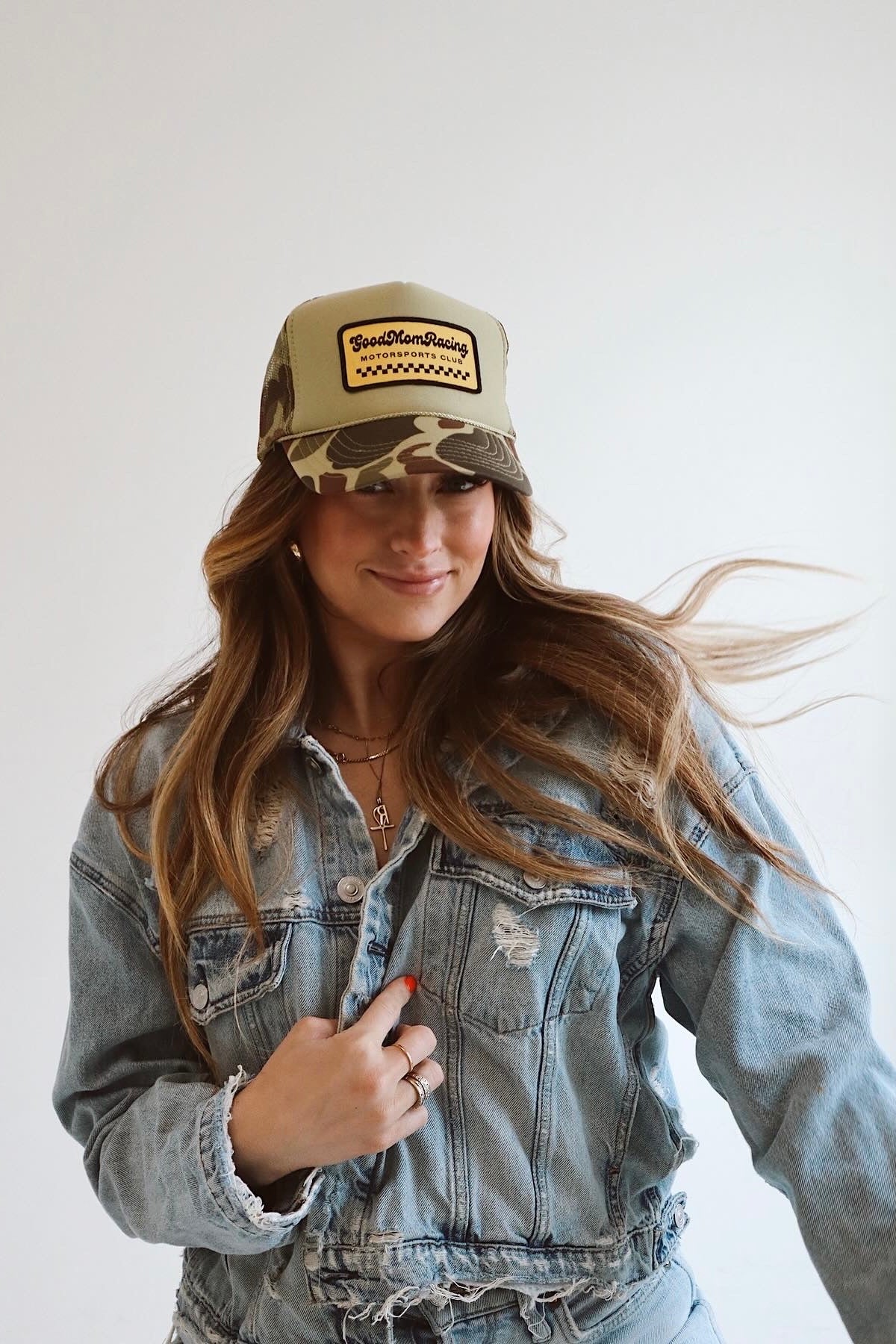 Trucker Hat Good Mom Racing patch Camo