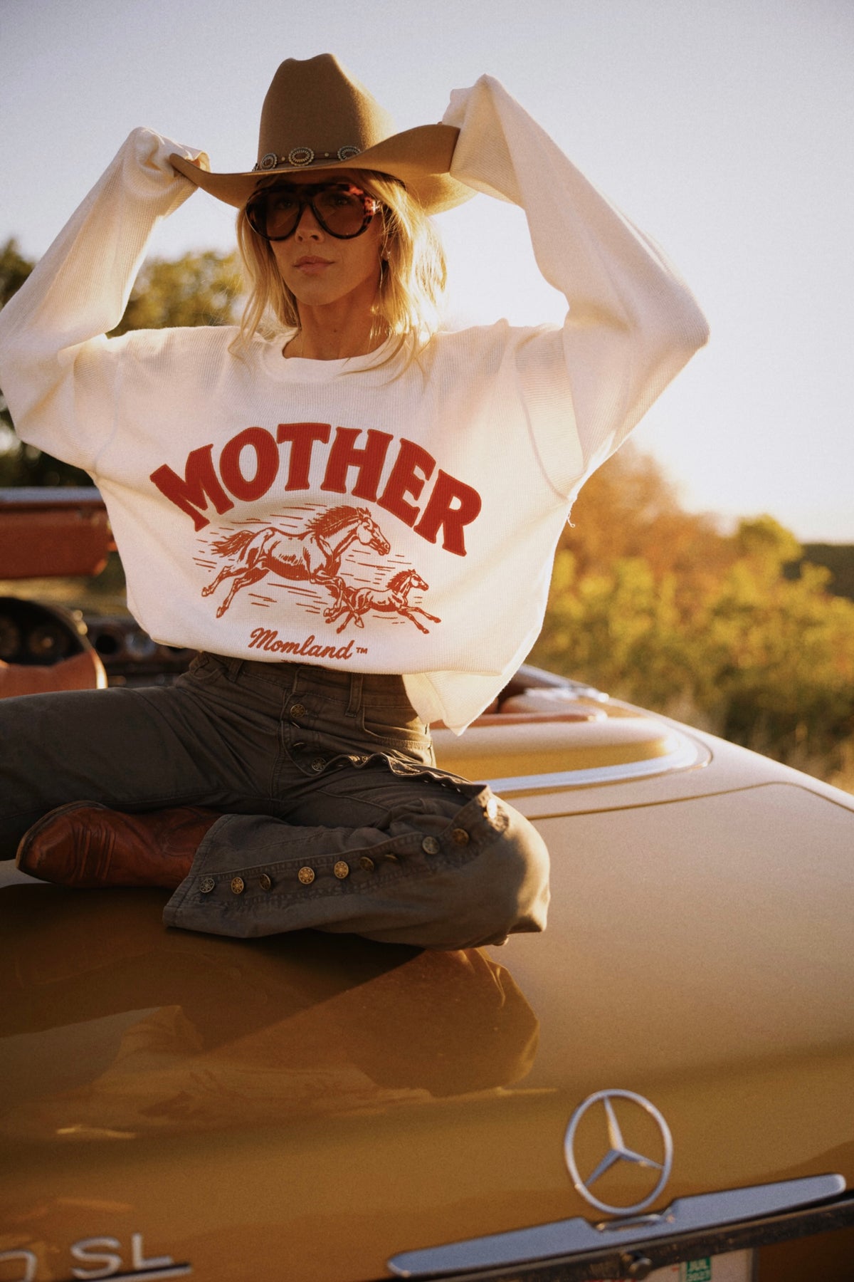 Mother horse waffle knit tee