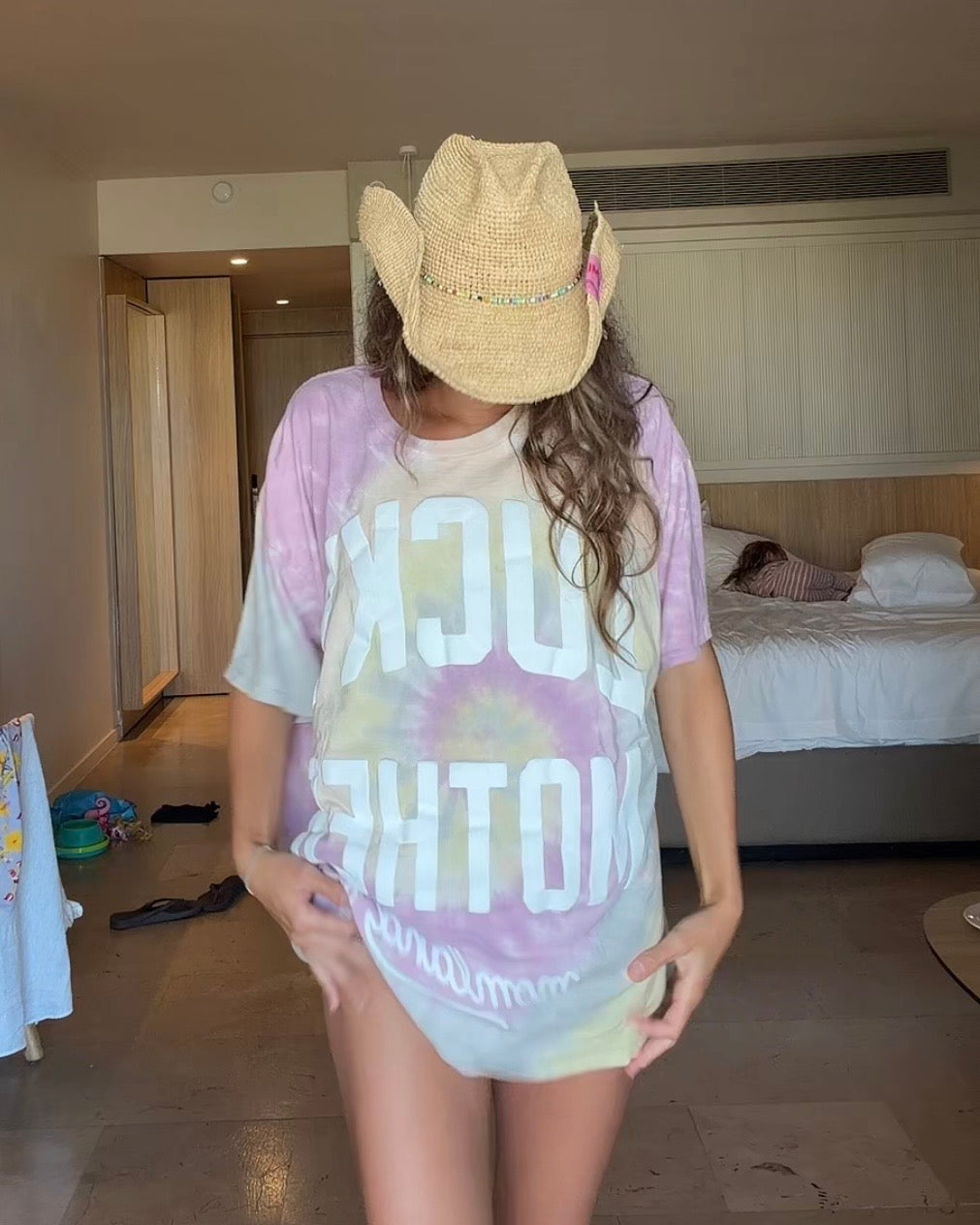 LUCKY MOTHER oversized tee in tie-dye