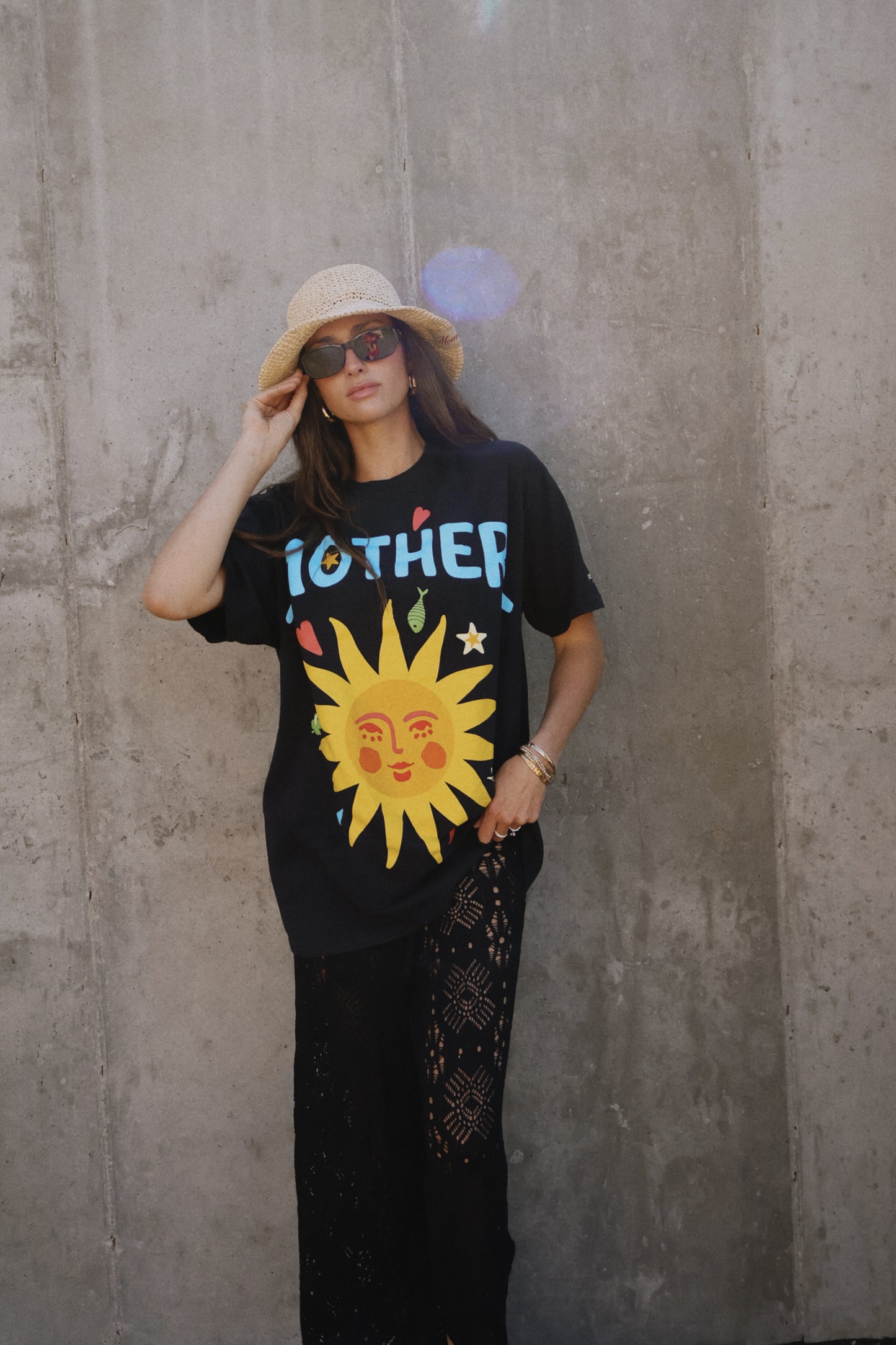 Mother Sun oversized tee in black