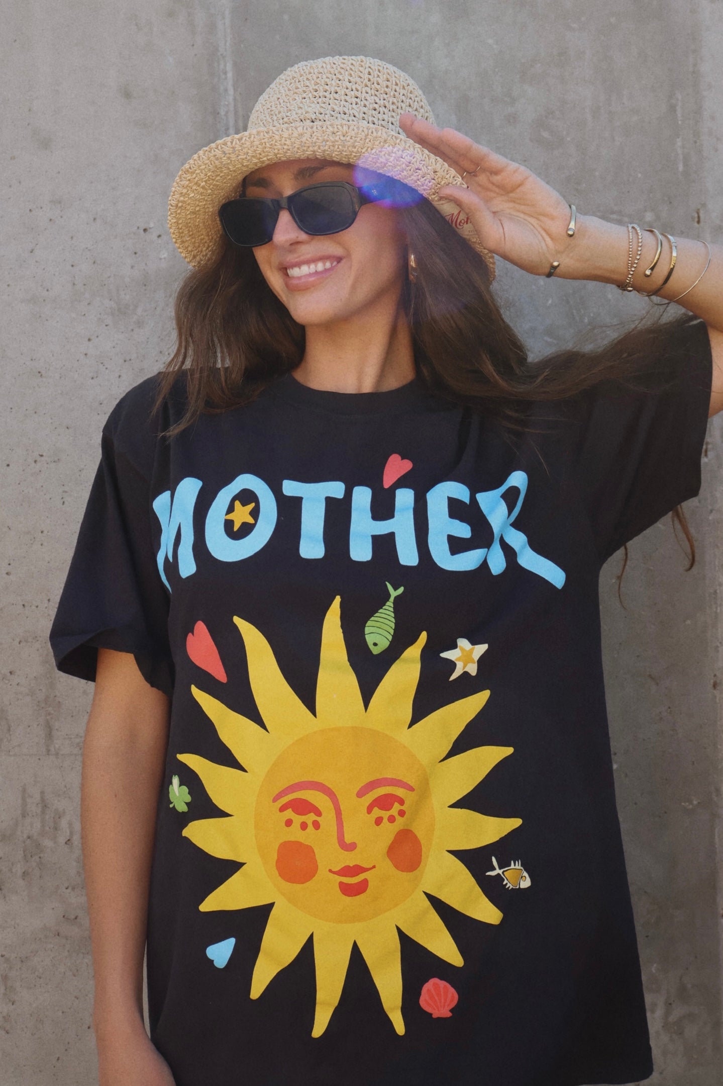 Mother Sun oversized tee in black