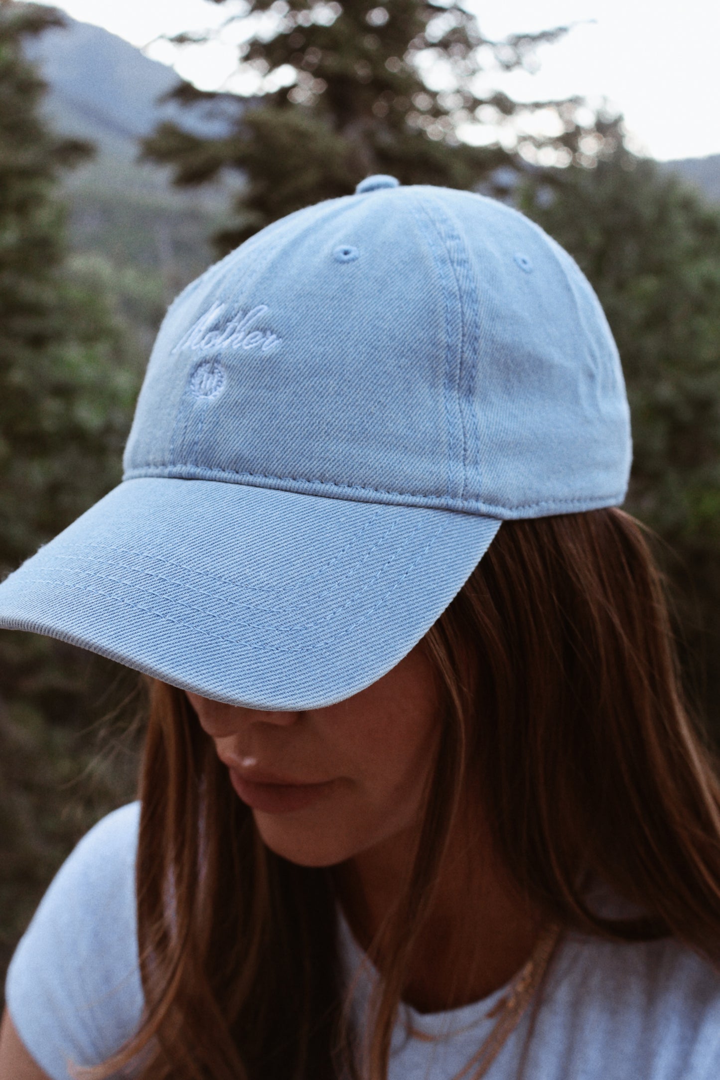 Mother cap in light denim