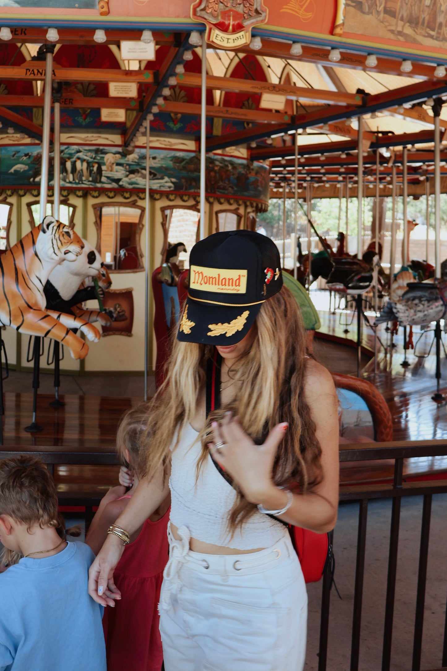 *MOMLAND™️ Patch Trucker Hat on gold leaf