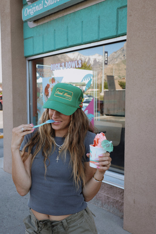 *Local Mom embroidered on Green