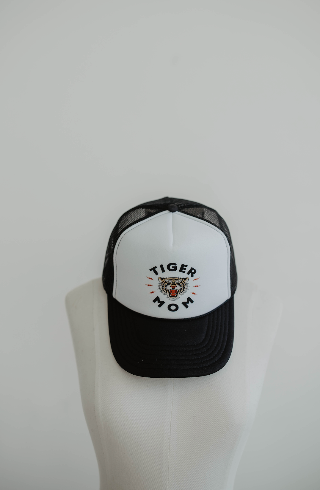 Tiger Mom Black and White Trucker